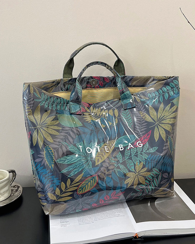 Tote Bag Dame Kamouflasje Og Bladtrykk