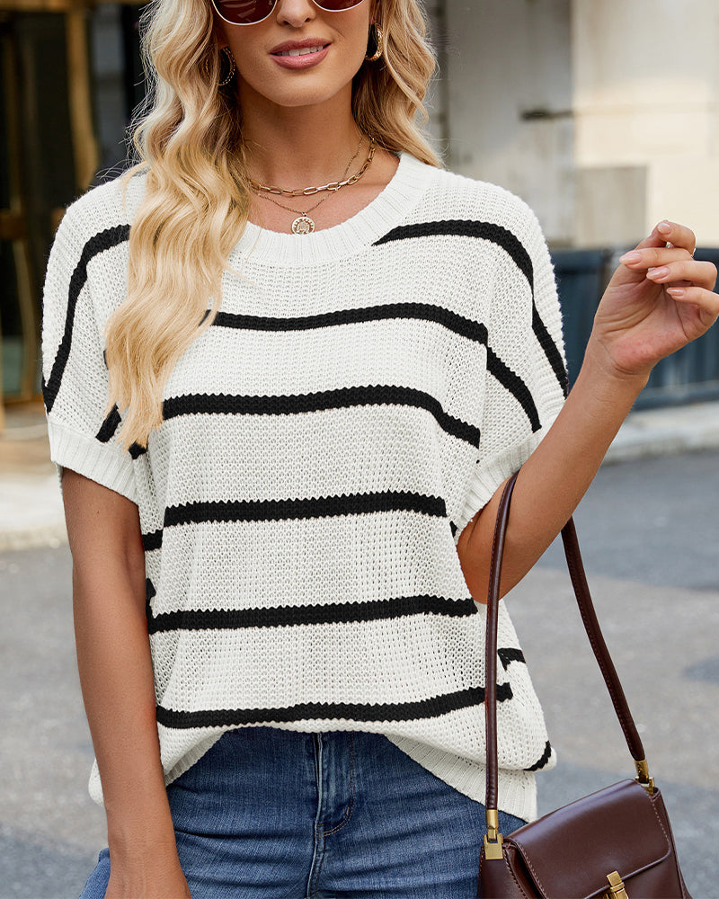 Genser Stripet Drop Shoulder Kort Erme