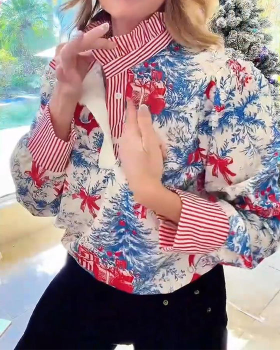 Stilfull Langermet Skjorte Med Juletrykk