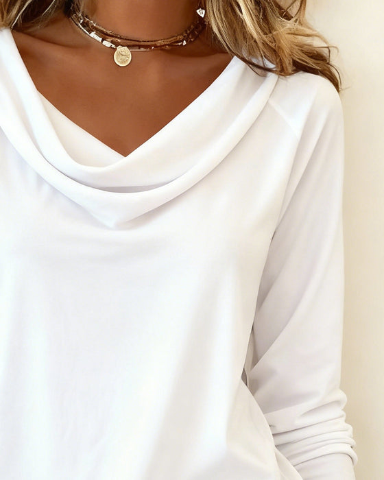 Top Drapet Krage Slim Fit Ensfarget