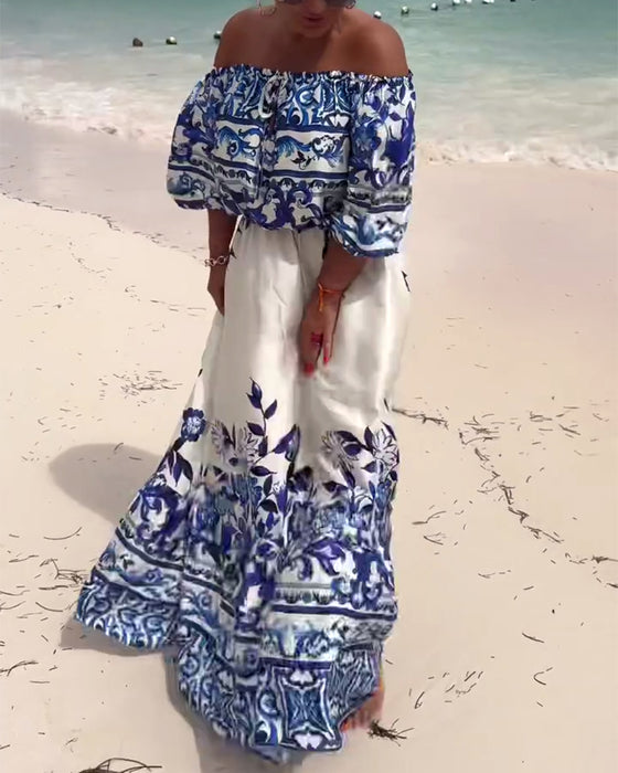 Kjole Off-Shoulder Trykt Resort