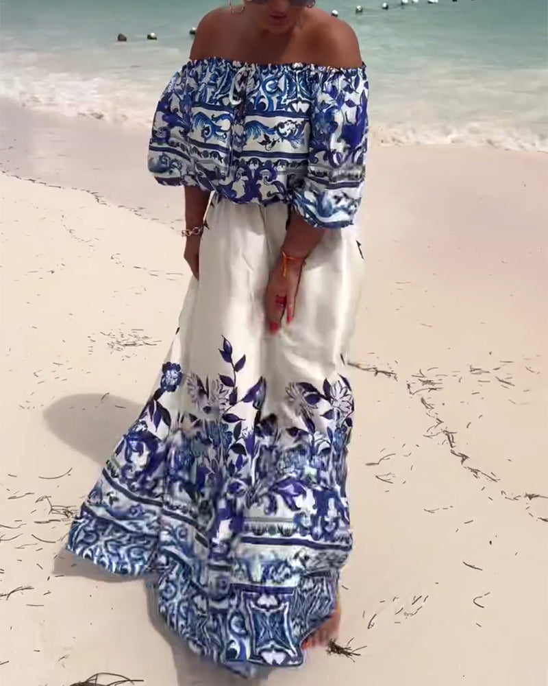 Kjole Off-Shoulder Trykt Resort