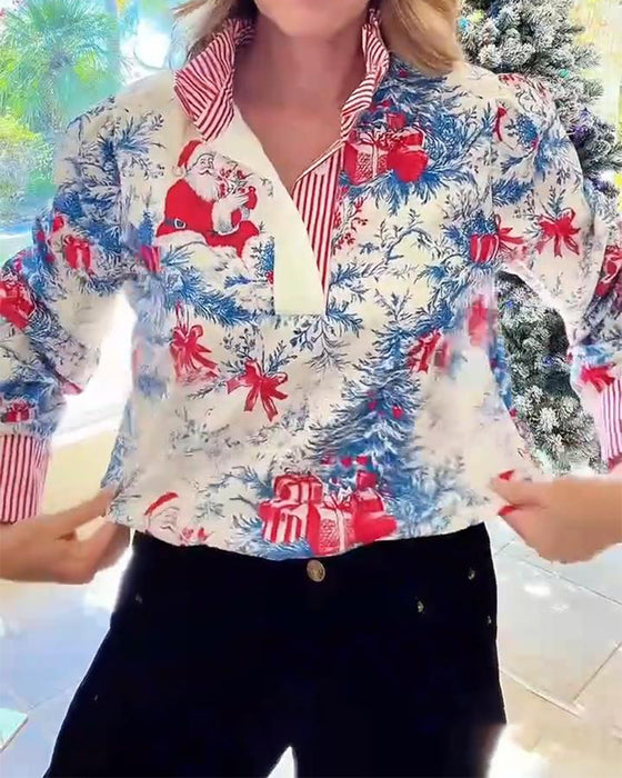 Stilfull Langermet Skjorte Med Juletrykk