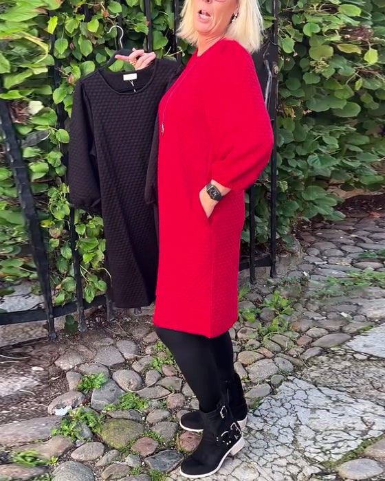 Kjole avslappet ensfarget rund hals