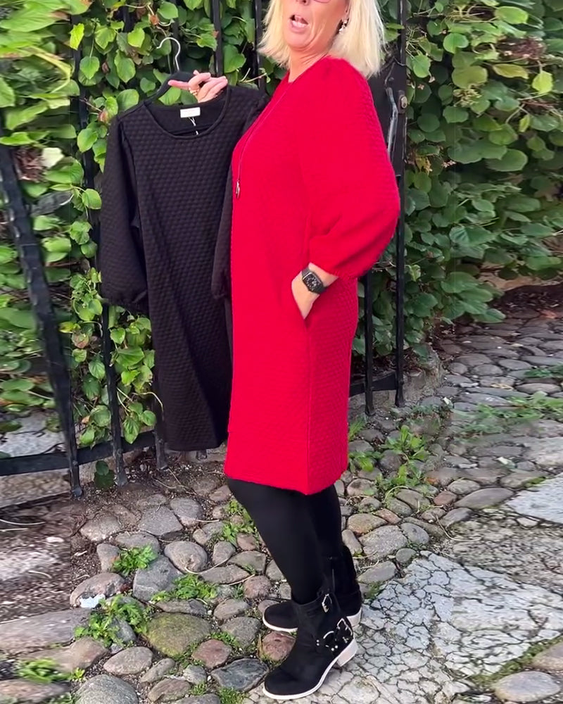 Kjole avslappet ensfarget rund hals