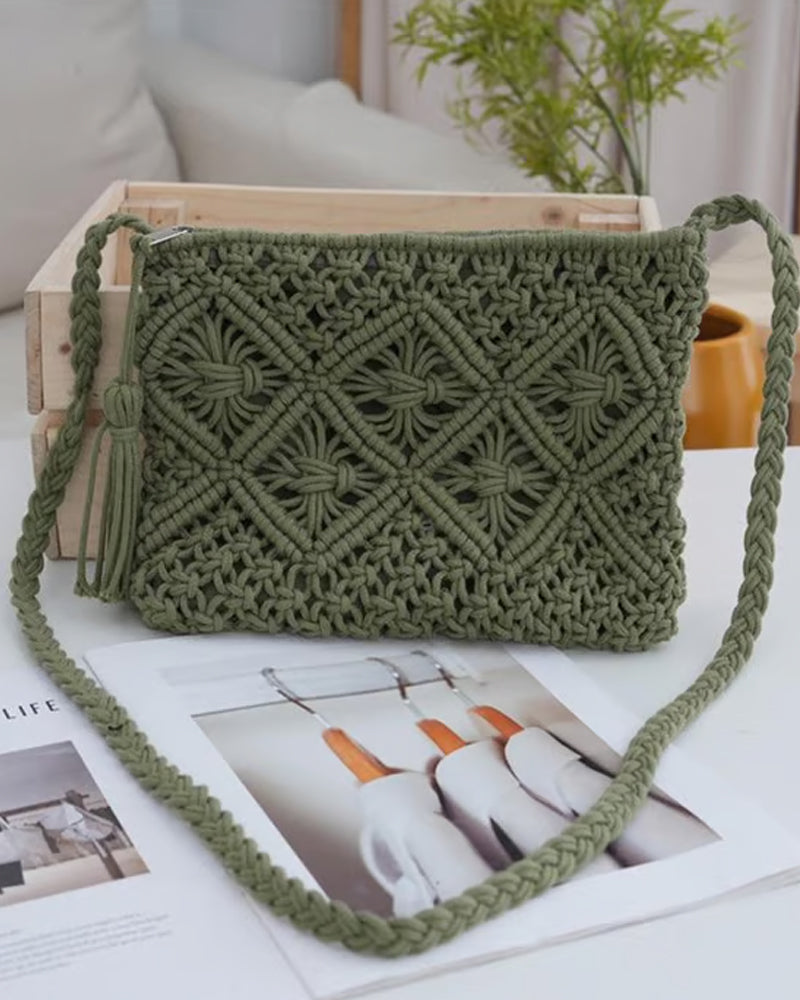 🏆Lynsalg⚡Minimalistisk Dusk Dameclutch – Retro Håndveske i Bomullstau Sommerferie Boho Strandveske