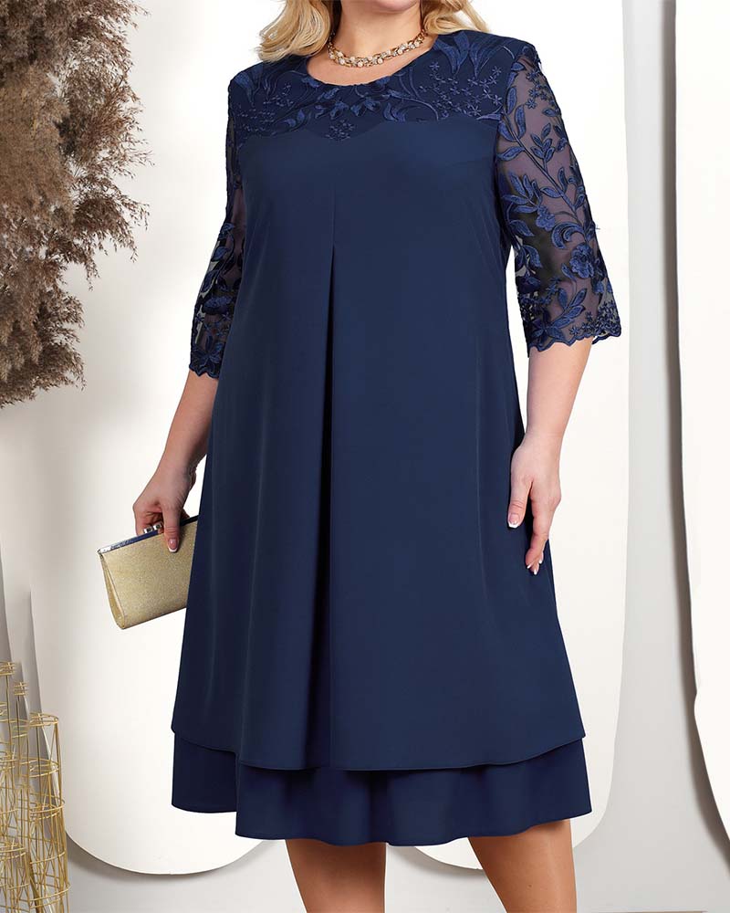 Kjole tilfeldig løs brodert chiffon