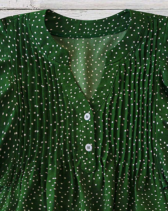 Bluse Volangerm V-Hals Prikkete
