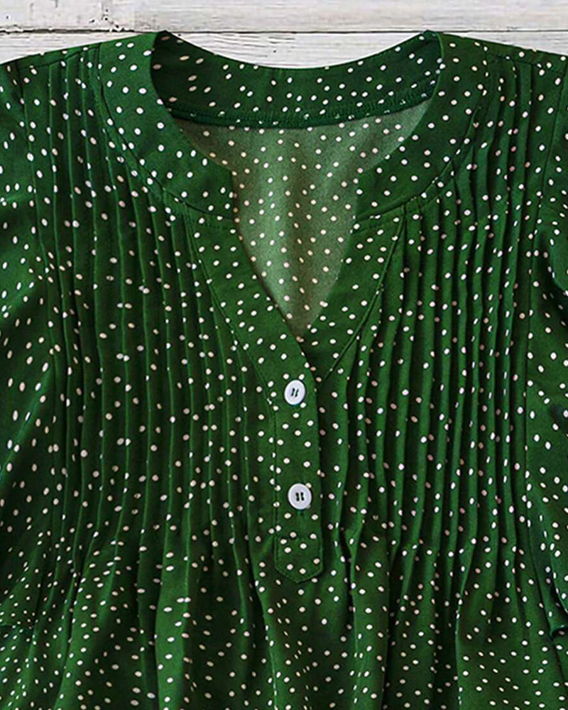 Bluse Volangerm V-Hals Prikkete