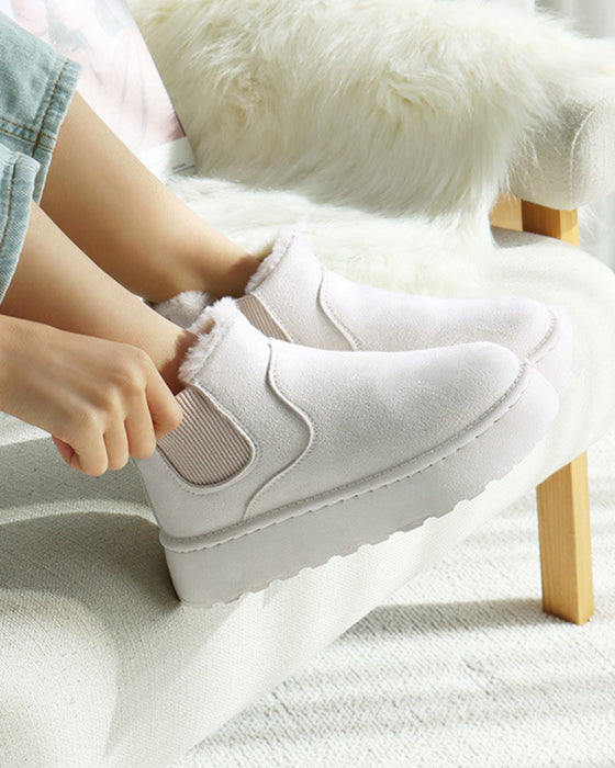 Ensfargede snøstøvler med tykk såler