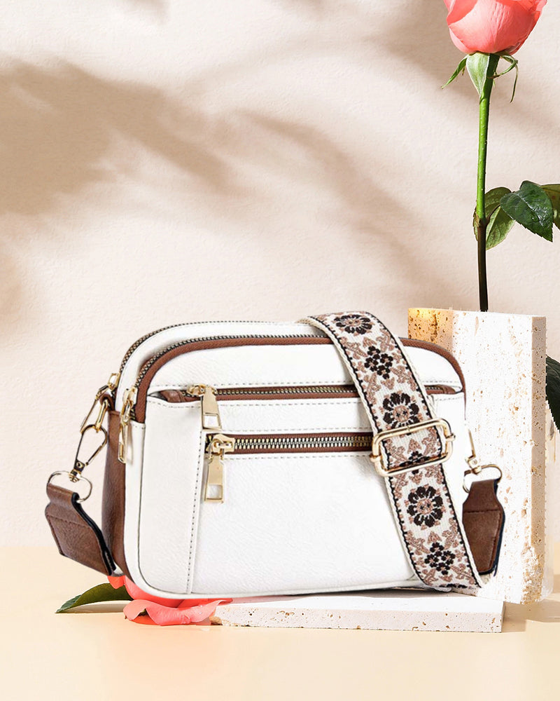Multifunksjonell crossbody-veske med glidelås