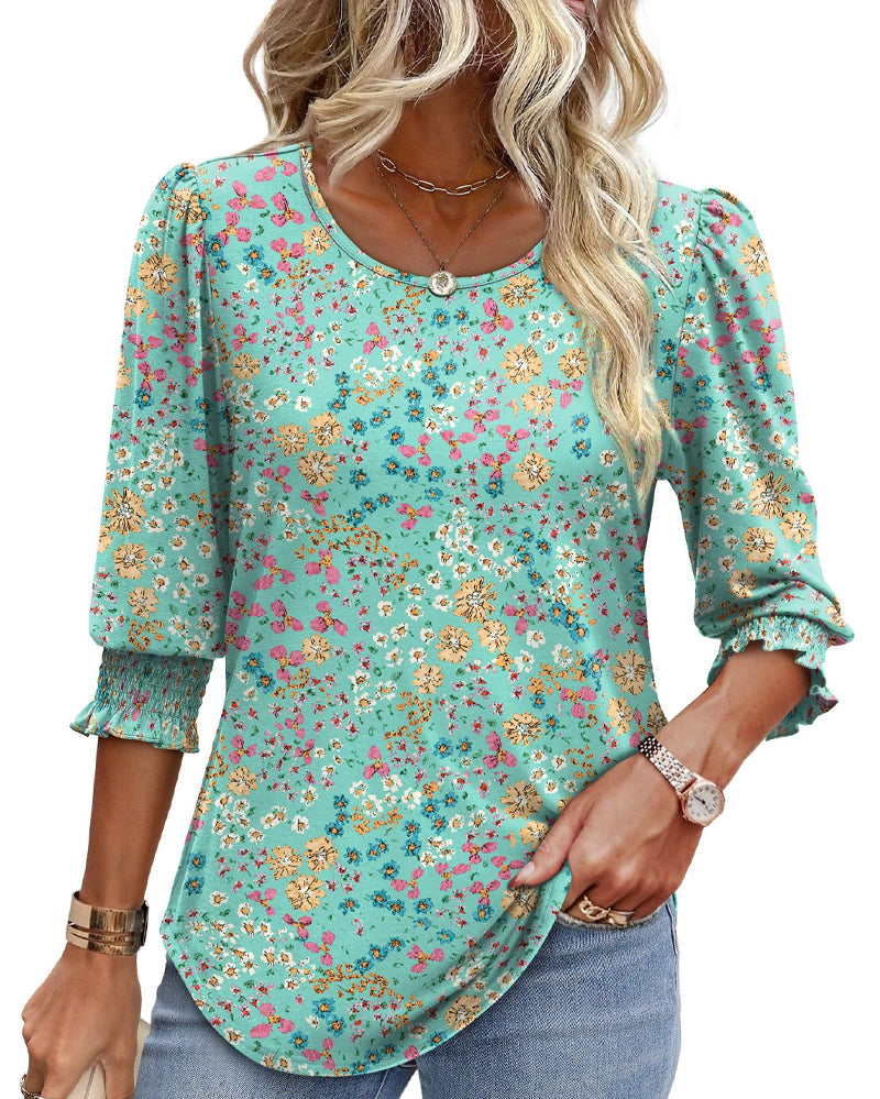 Bluse Pufferm Trykt