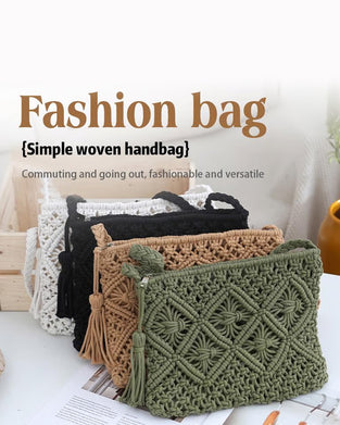 🏆Lynsalg⚡Minimalistisk Dusk Dameclutch – Retro Håndveske i Bomullstau Sommerferie Boho Strandveske