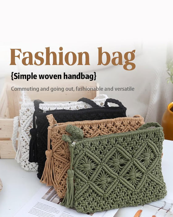đLynsalgâĄMinimalistisk Dusk Dameclutch â Retro HĂ„ndveske i Bomullstau Sommerferie Boho Strandveske
