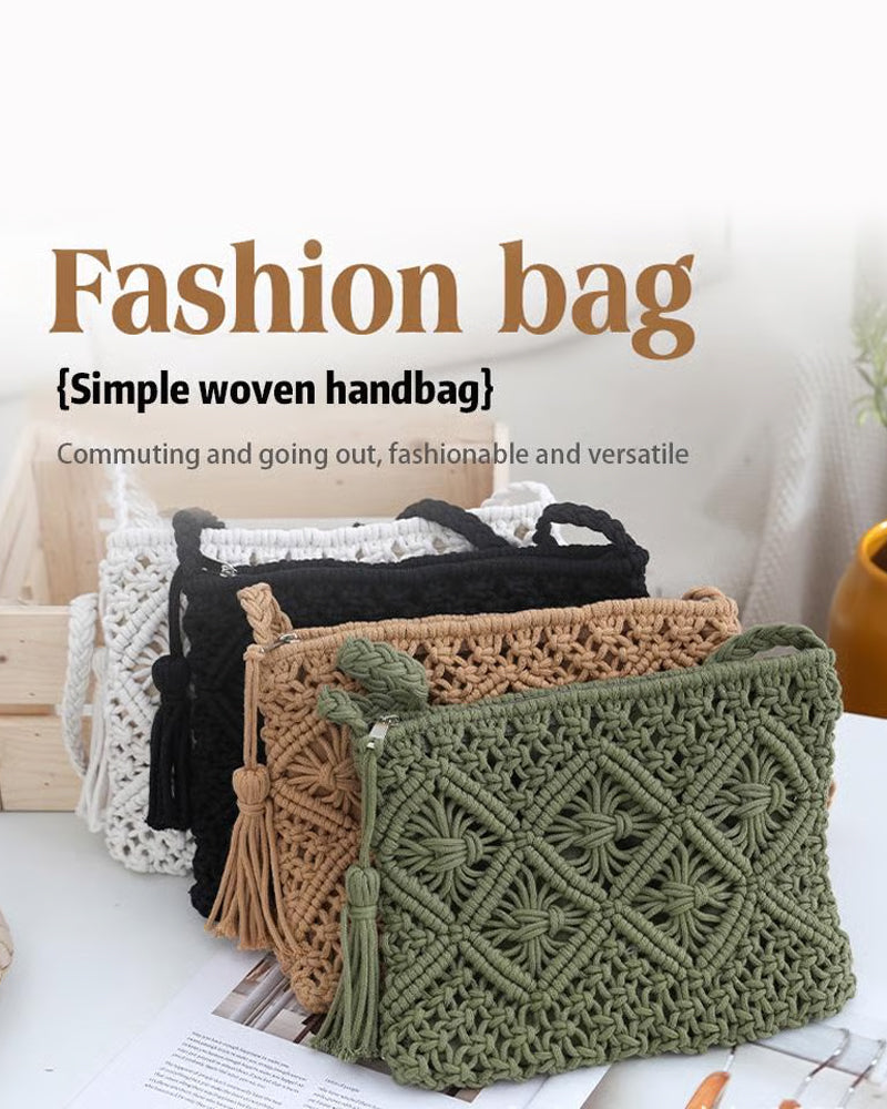 🏆Lynsalg⚡Minimalistisk Dusk Dameclutch – Retro Håndveske i Bomullstau Sommerferie Boho Strandveske