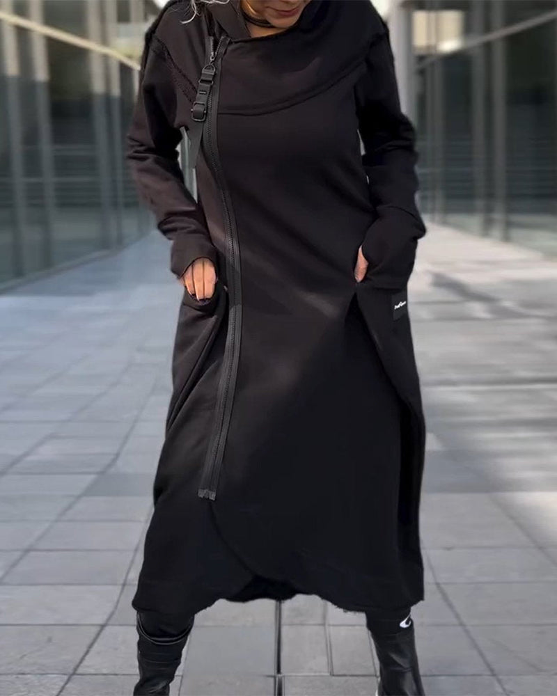 Ensfarget elegant løs kjole