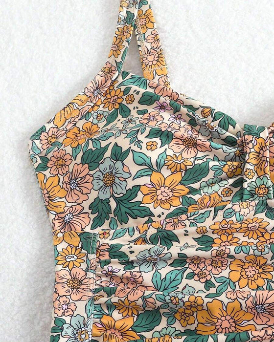 Badedrakt Ett Stykke Blomstertrykk Trekant