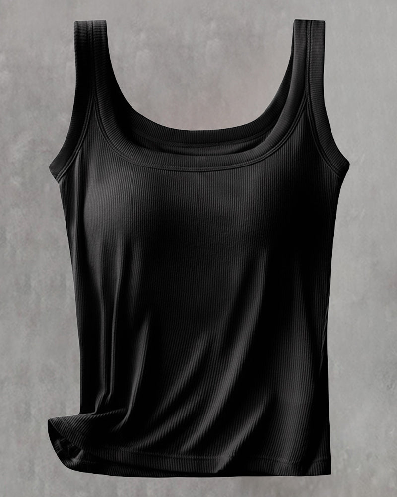 Vest I Ensfarget Med Innebygd Bh