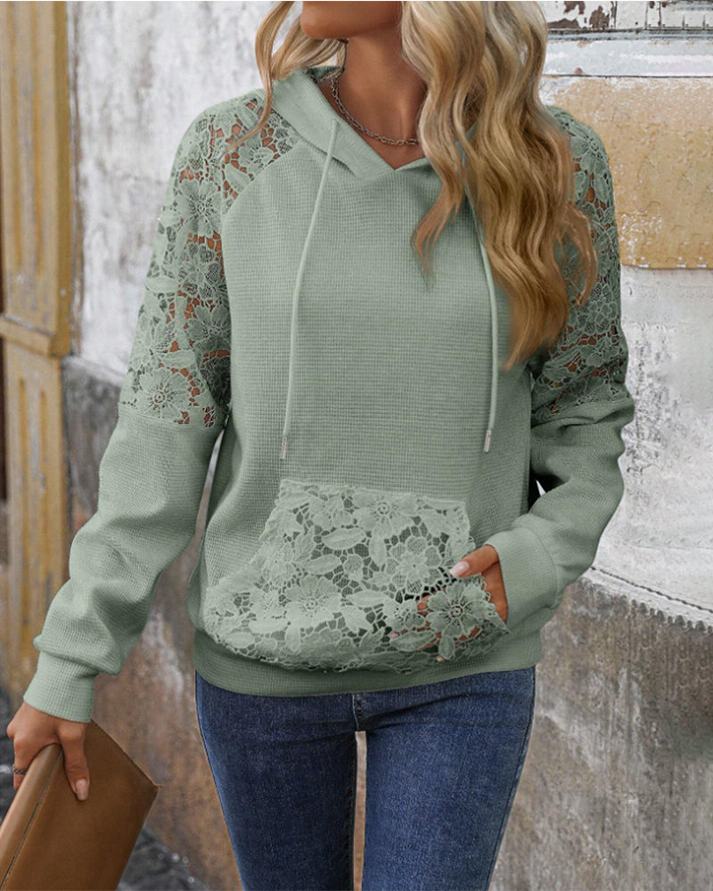 Hoodie V-Hals Langermet Blonder Uformell
