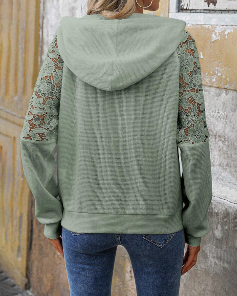 Hoodie V-Hals Langermet Blonder Uformell