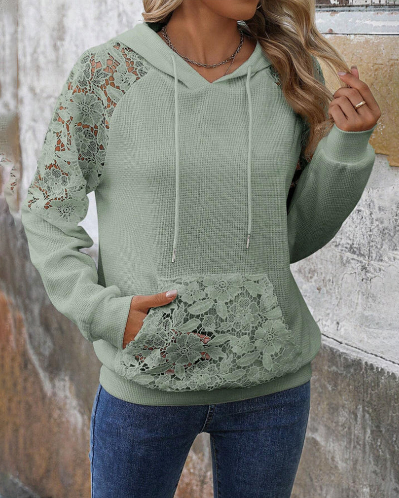 Hoodie V-Hals Langermet Blonder Uformell