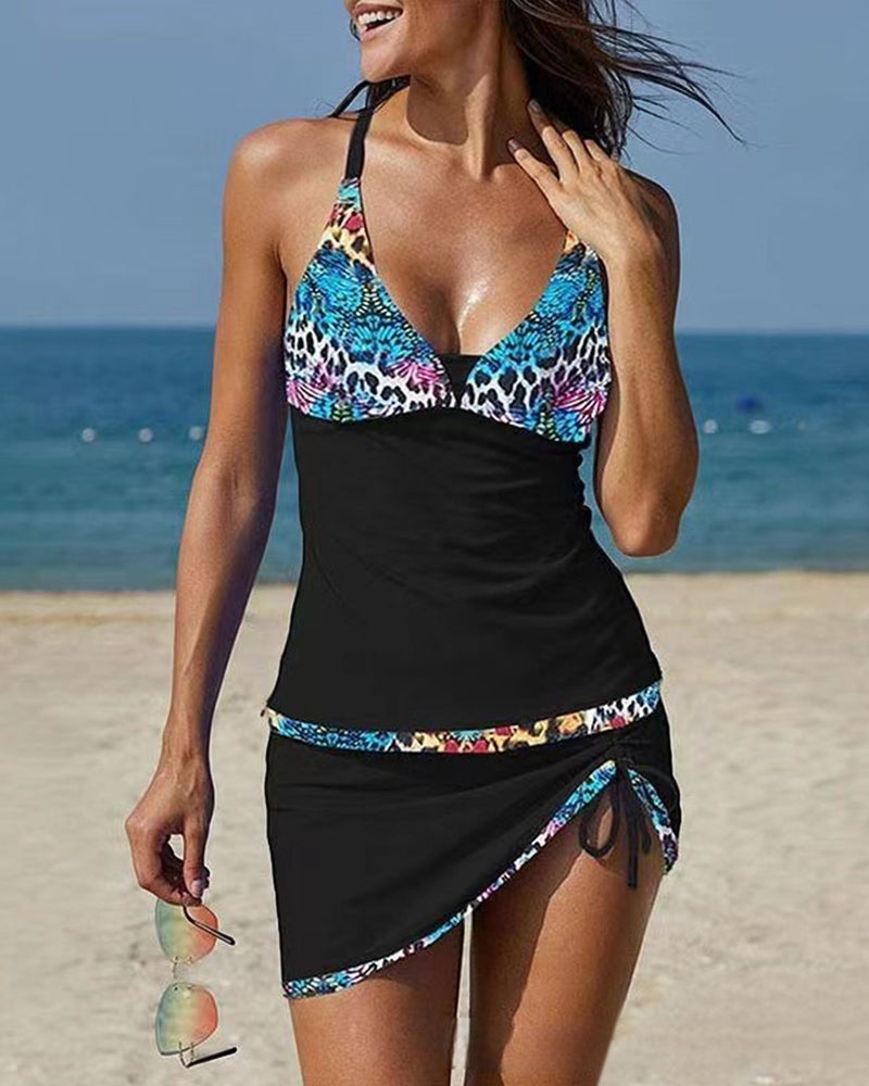 Bikini med høy midje og blomsterprint