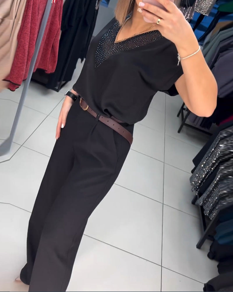 V-hals kortermet avslappet topp