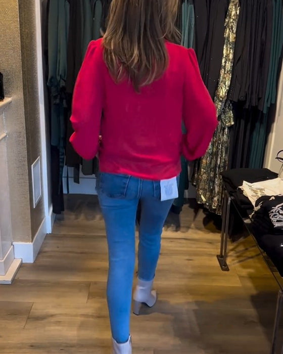 Elegant bluse med lanterneermer