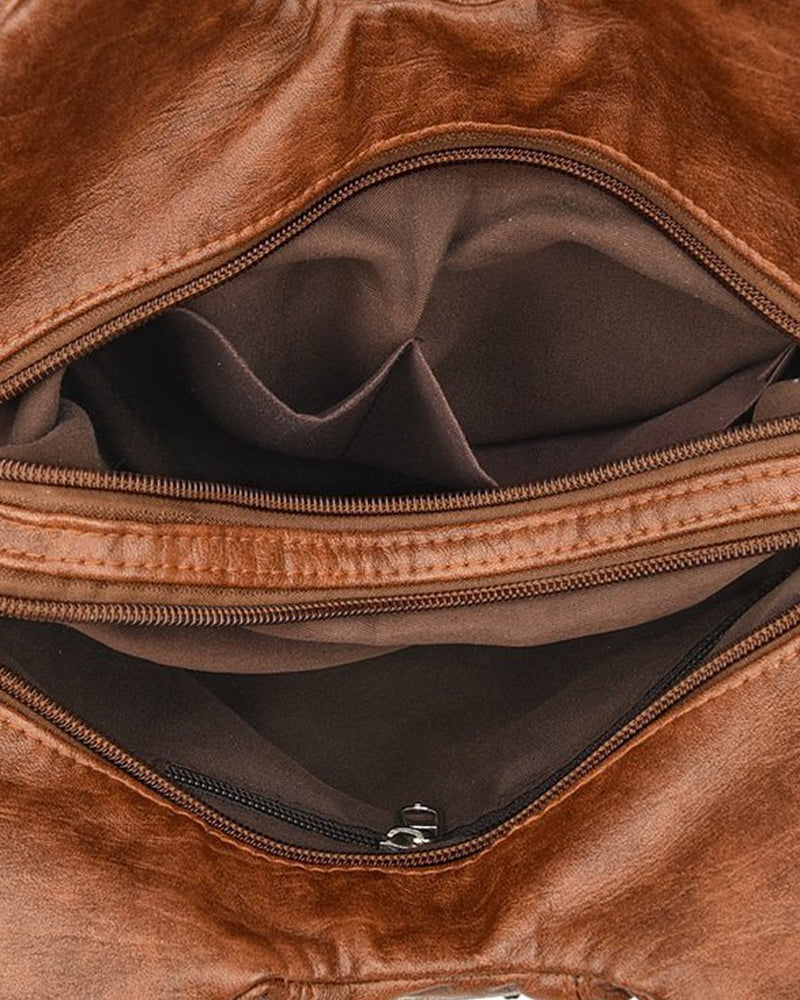 Vintage messenger bag i mykt skinn