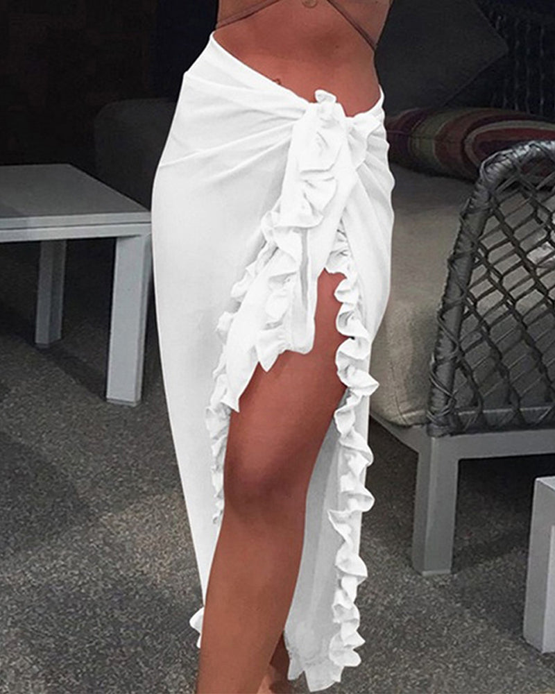 Ensfarget Ruffle Cover Up