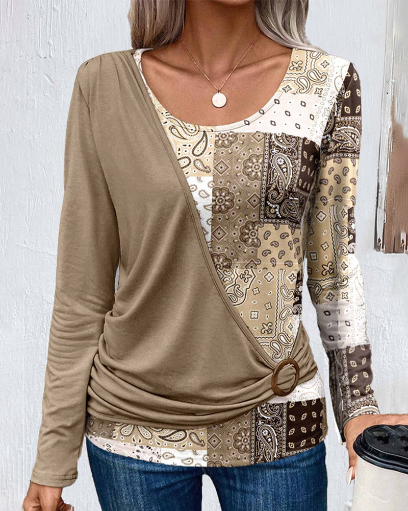 Langermet topper med paisley-print