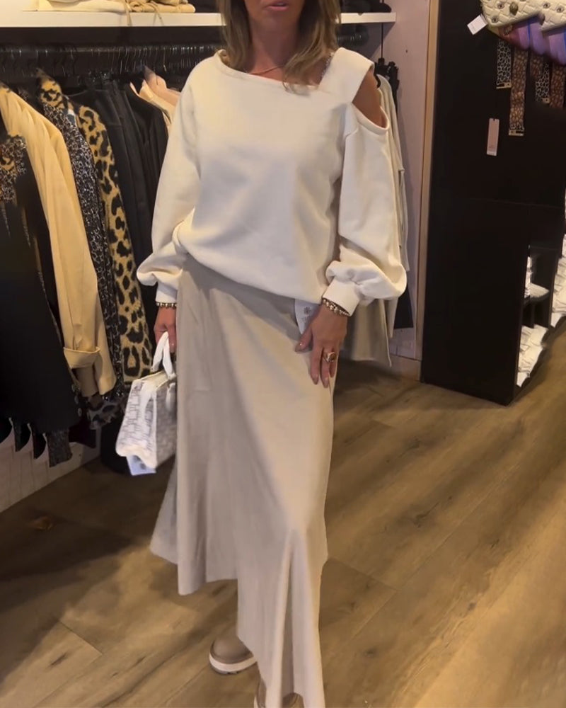 Enkel genser med kalde skuldre