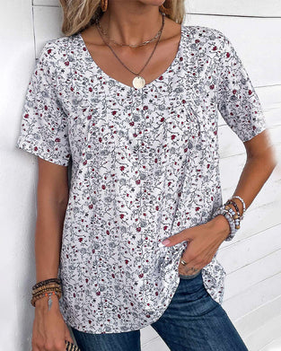 Volanger bluse i blomsterprint