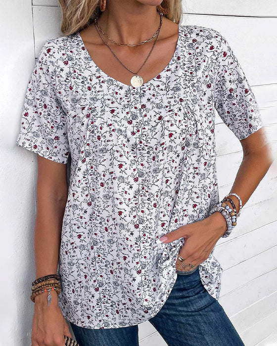 Volanger bluse i blomsterprint