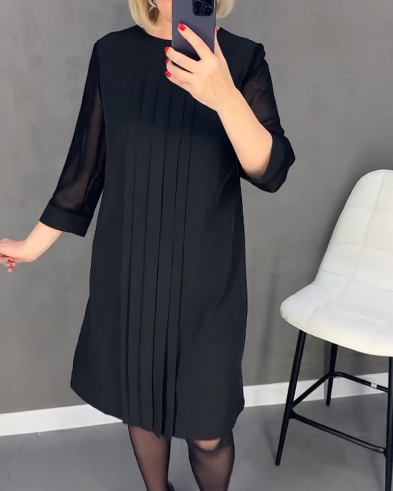 Plissert patchwork mesh ensfarget kjole