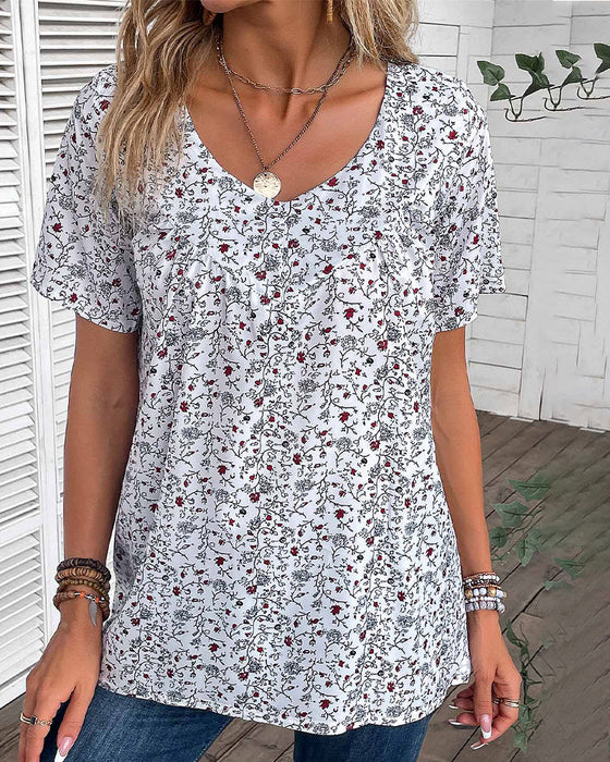 Volanger bluse i blomsterprint