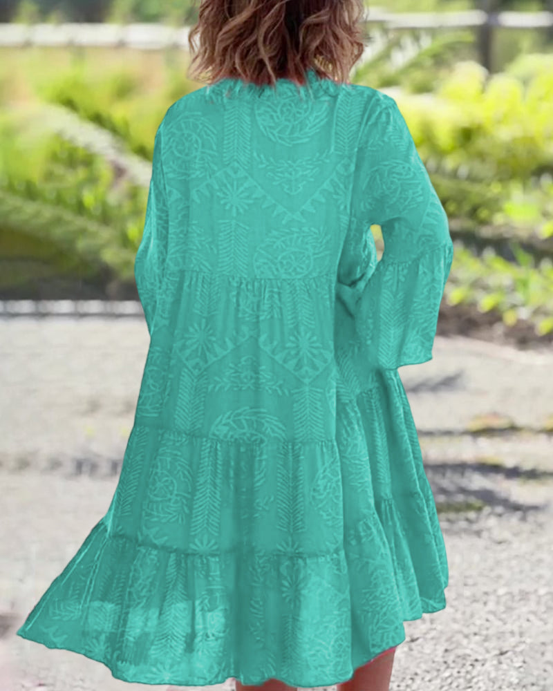 Boho Geometric Print 3/4-ermet kjole