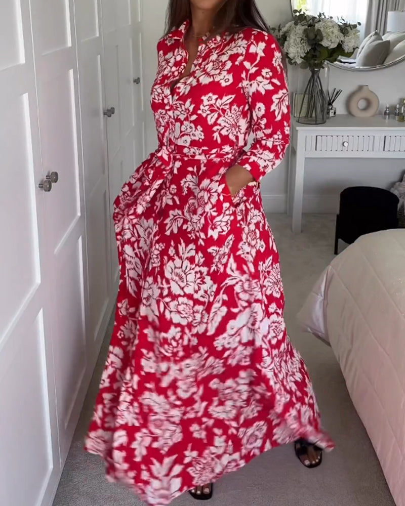 Maxikjole med blomstertrykk