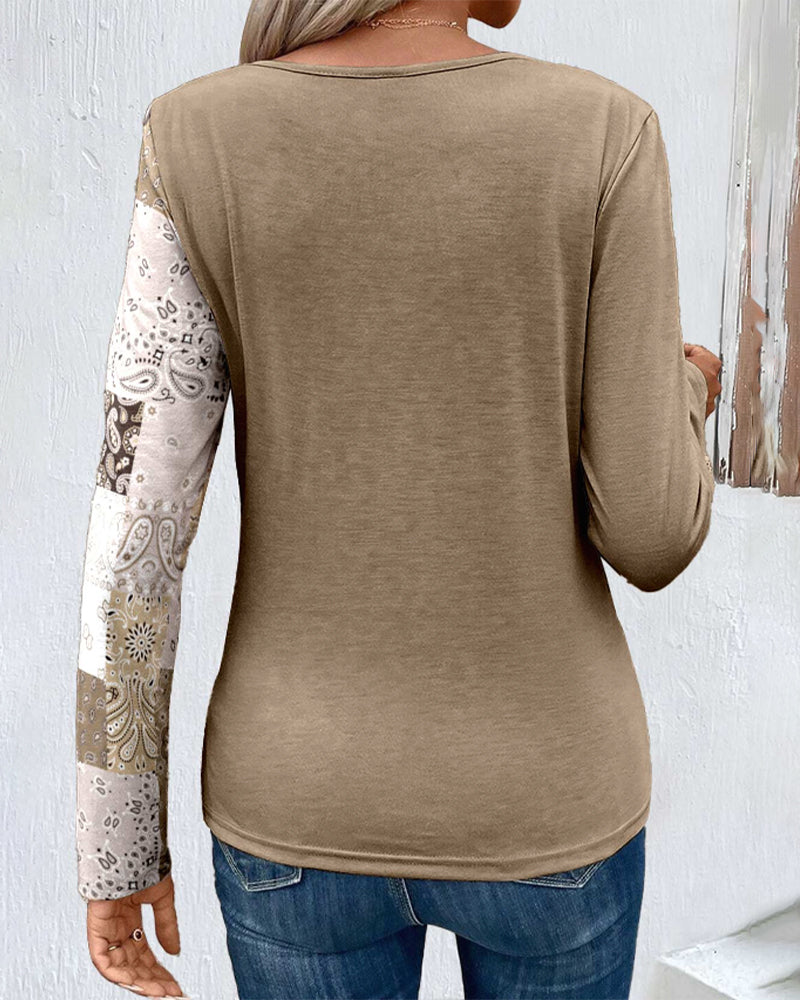 Langermet topper med paisley-print