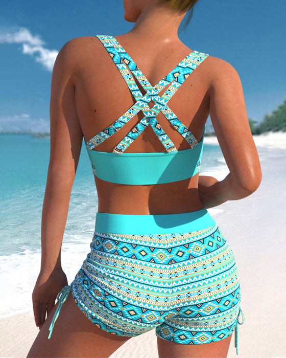 Bikinisett for shorts med trykk