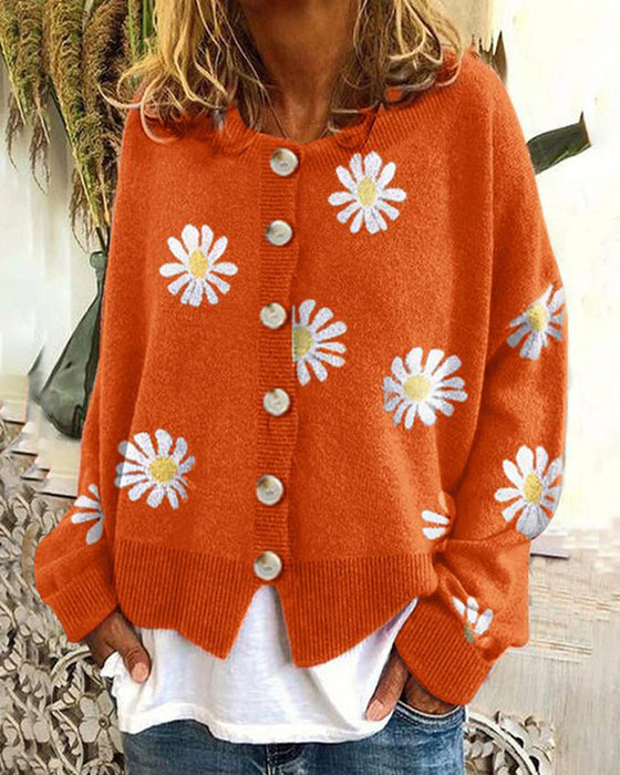 Loose daisy knit cardigan