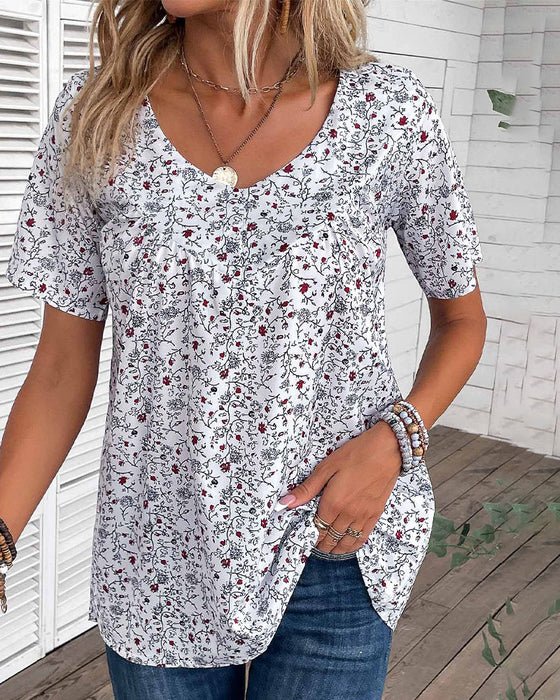 Volanger bluse i blomsterprint