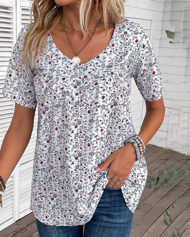 Volanger bluse i blomsterprint