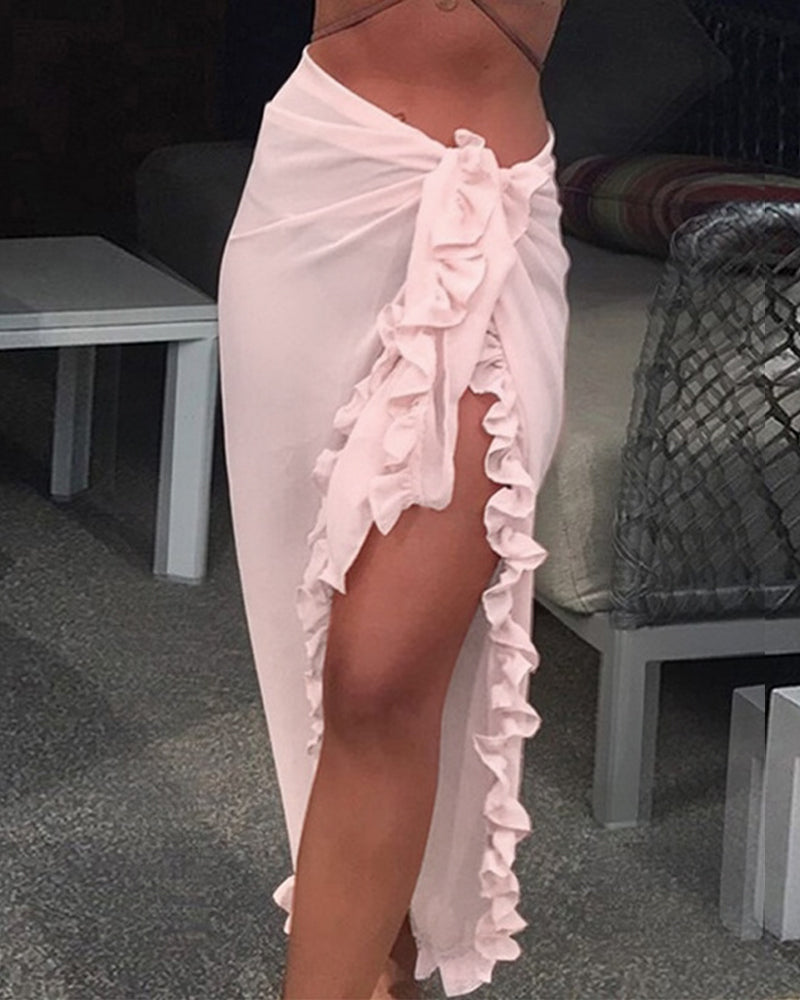 Ensfarget Ruffle Cover Up