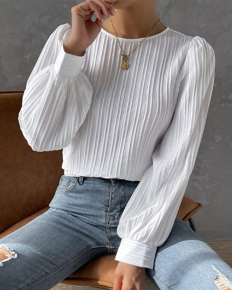 Solid bluse med lyktarm