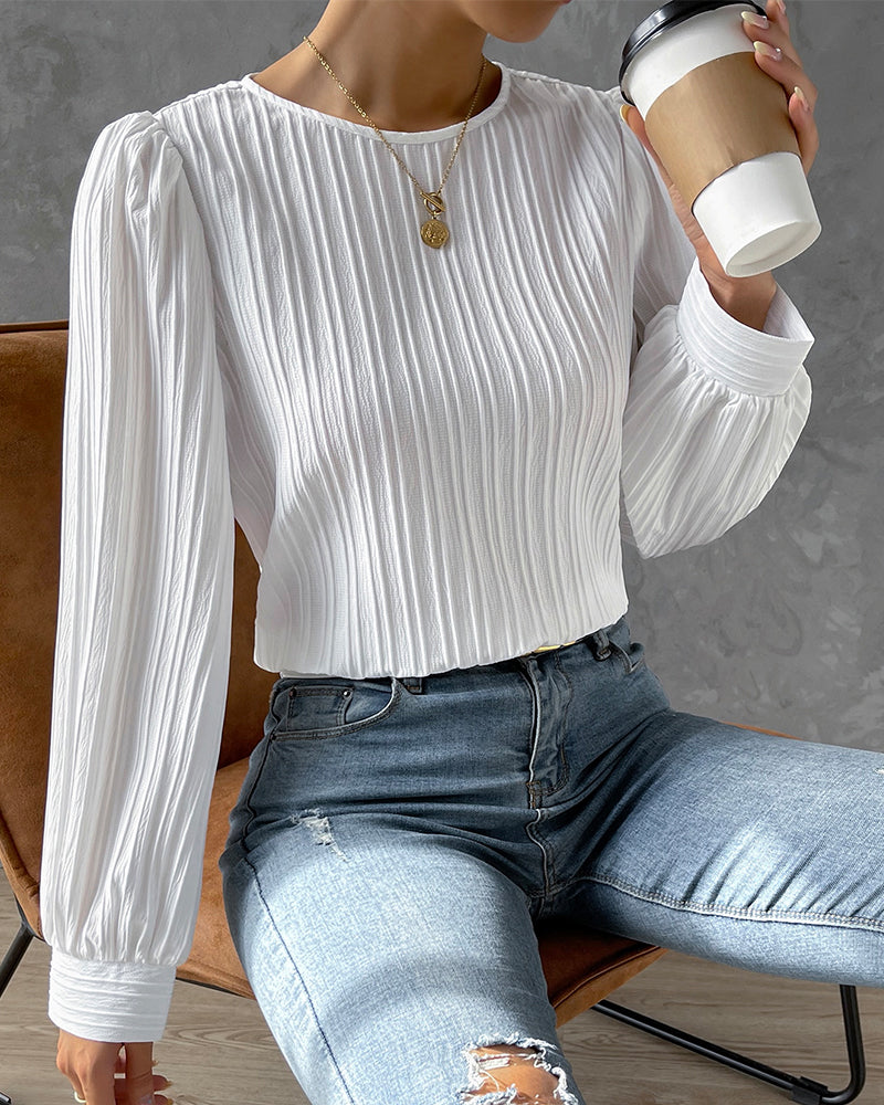 Solid bluse med lyktarm
