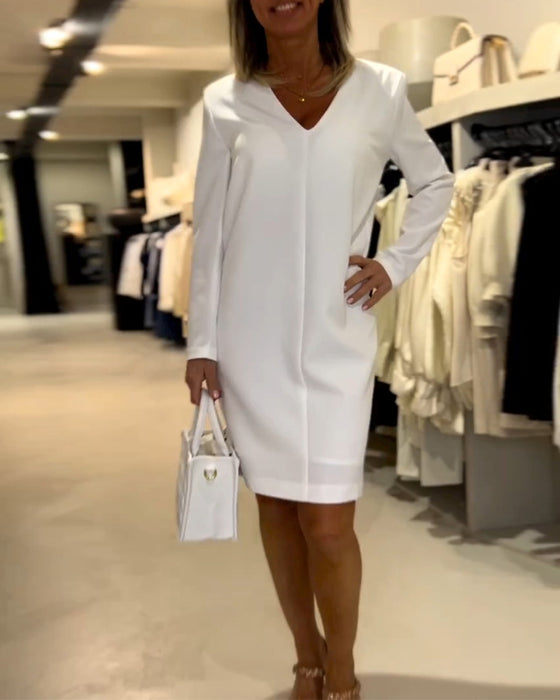 Knelengde Shift-kjole med lange ermer