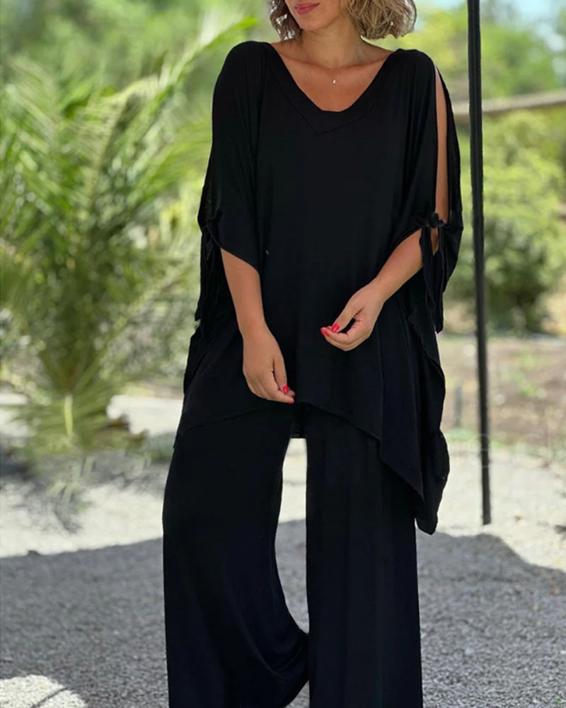 Ensfarget todelt sett med halve ermer