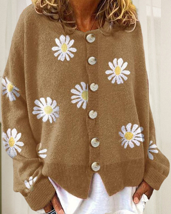 Loose daisy knit cardigan