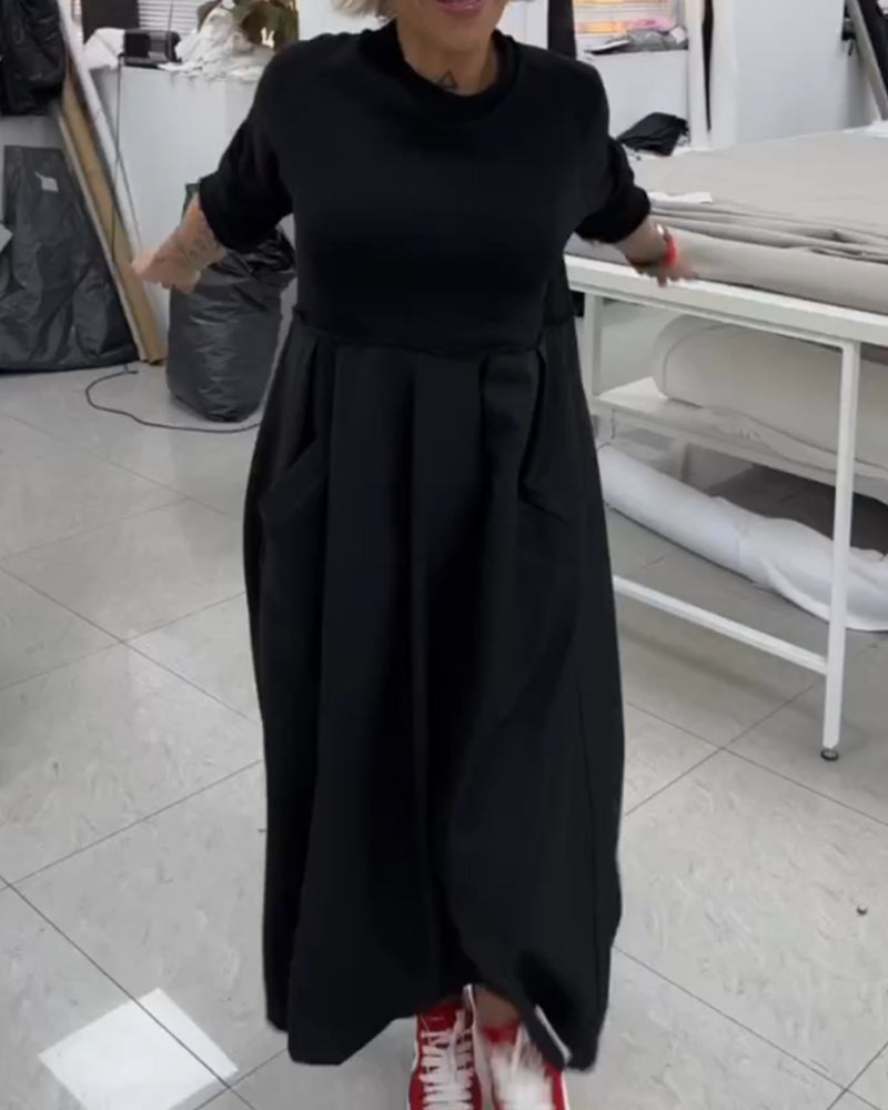 Maxi ensfarget fritidskjole